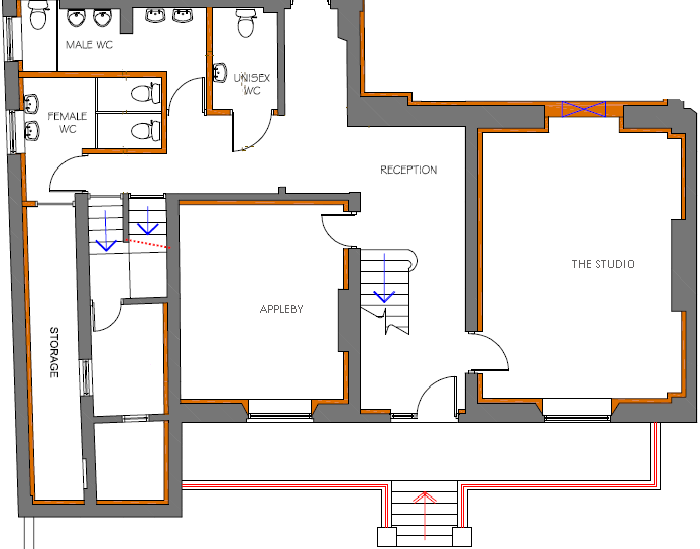 Ground floor plan showing Appleby and The Studio